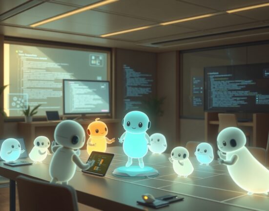 Anthropic Opus 4.6 AI agents collaborating on complex tasks in a futuristic digital workspace