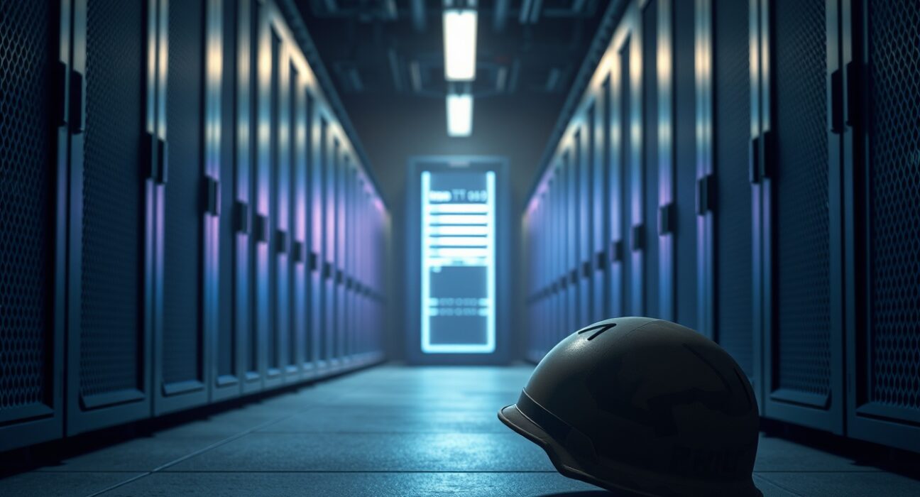 AI server and military helmet symbolizing the Anthropic Pentagon contract ethics debate.