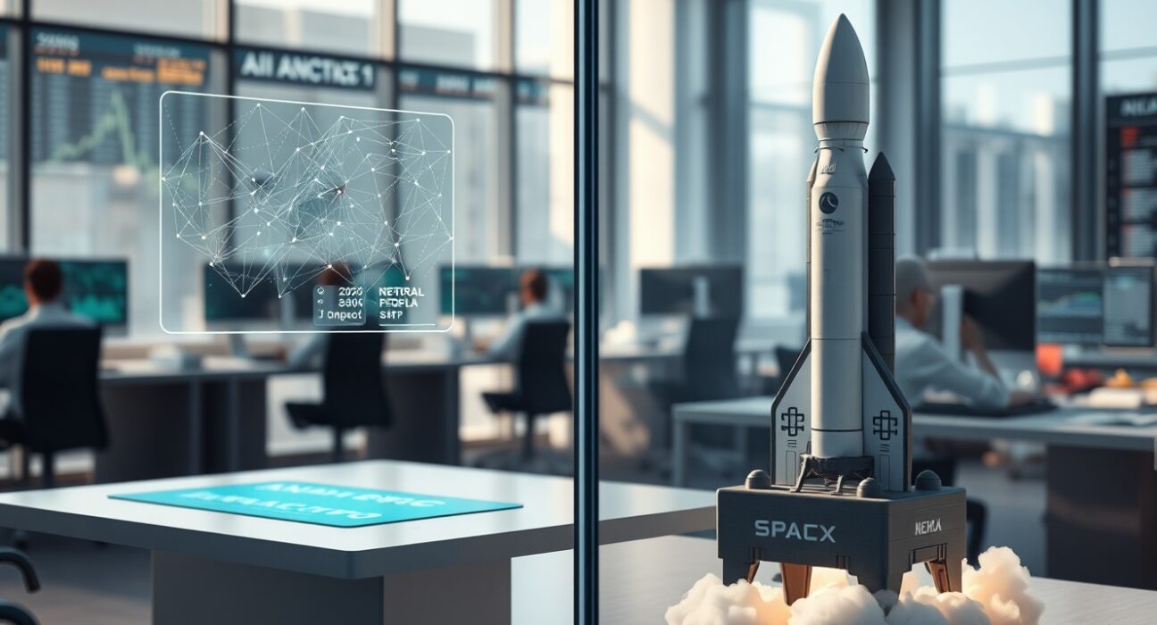 Anthropic AI technology versus SpaceX rocket in competitive private market trading environment