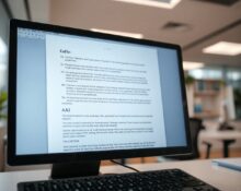 Close-up of a computer screen showing a document with a visible watermark pattern, representing AI text watermarking.