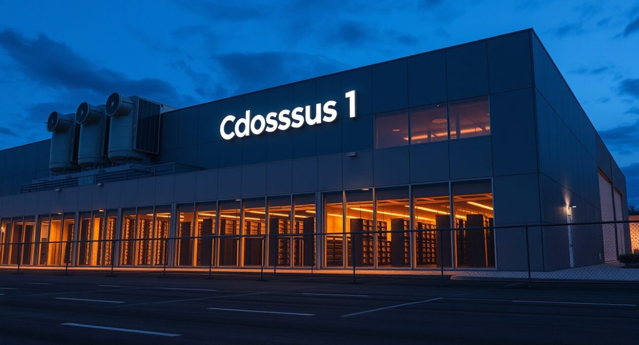 Exterior view of Colossus 1 data center in Memphis, Tennessee, at dusk.