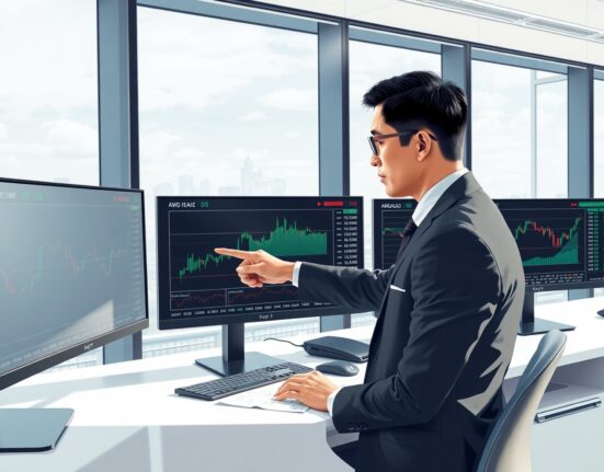 Financial analyst in APAC hub reviewing FX charts showing impact of balance-of-payments strains.