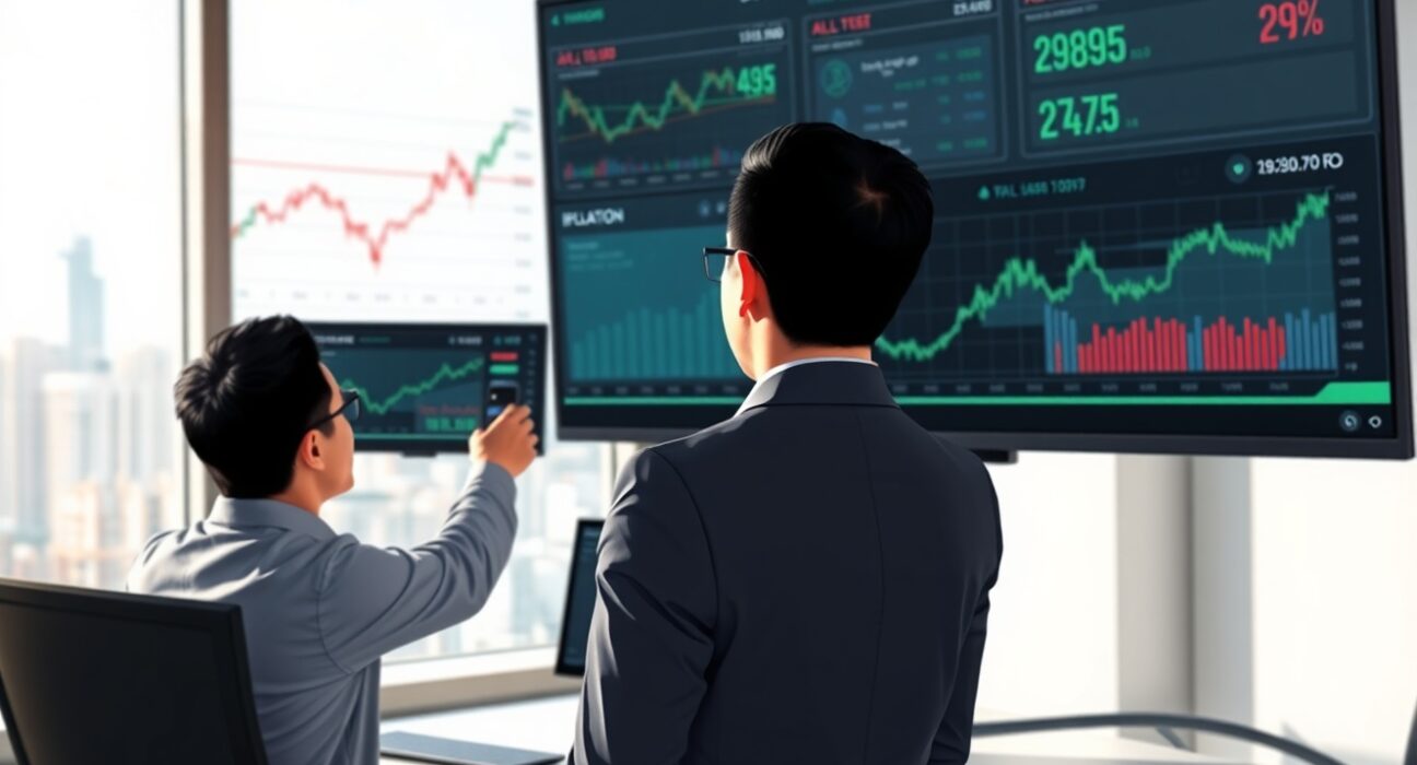 Financial analyst in Singapore reviews APAC FX and inflation data charts from BNY Mellon research.