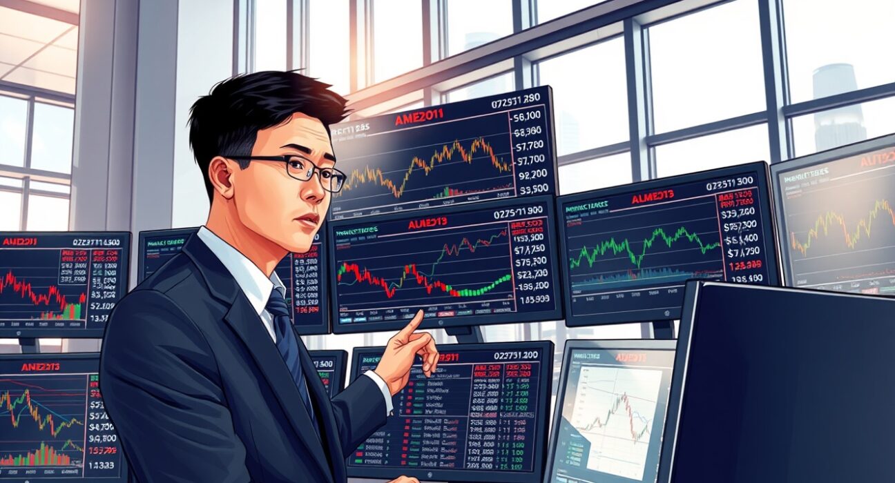 Financial analyst monitoring APAC currency markets and USD vulnerability on trading desk screens