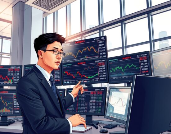 Financial analyst monitoring APAC currency markets and USD vulnerability on trading desk screens
