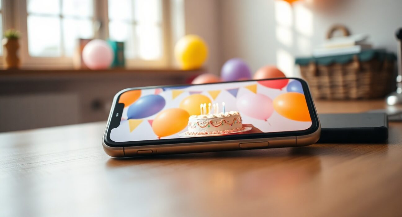 iPhone displaying AI-generated birthday invitation from Apple's updated Image Playground app