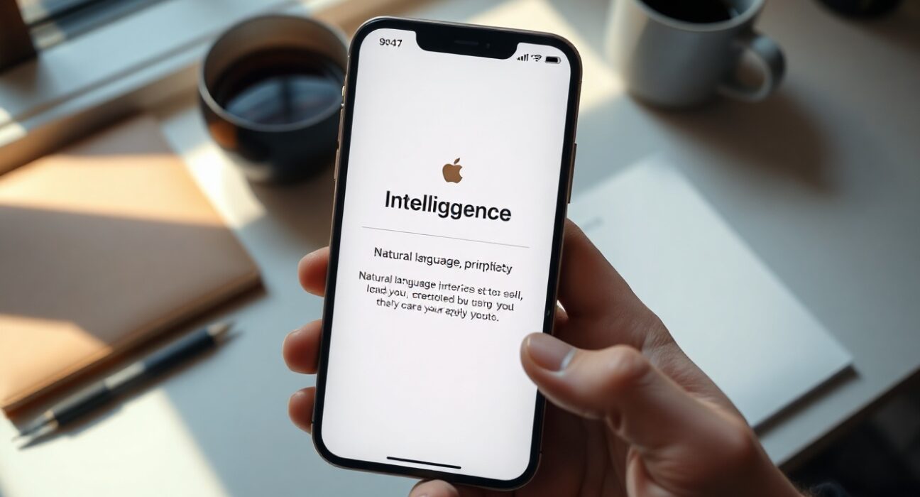 iPhone displaying Apple Intelligence natural language interface for creating shortcuts