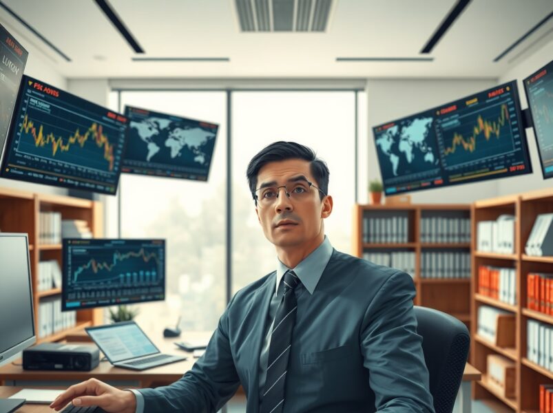 Analyst reviewing key global macro events and economic data on financial screens.