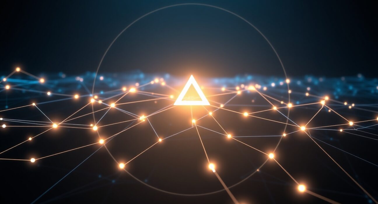 Arbitrum network achieving a major milestone of 2.1 billion transactions, visualized as a glowing digital ecosystem.