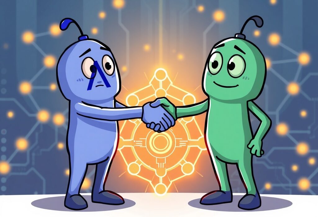 Cartoon illustration of Arbitrum and Succinct collaborating on a glowing Arbitrum zkVM, symbolizing a leap in blockchain scaling.