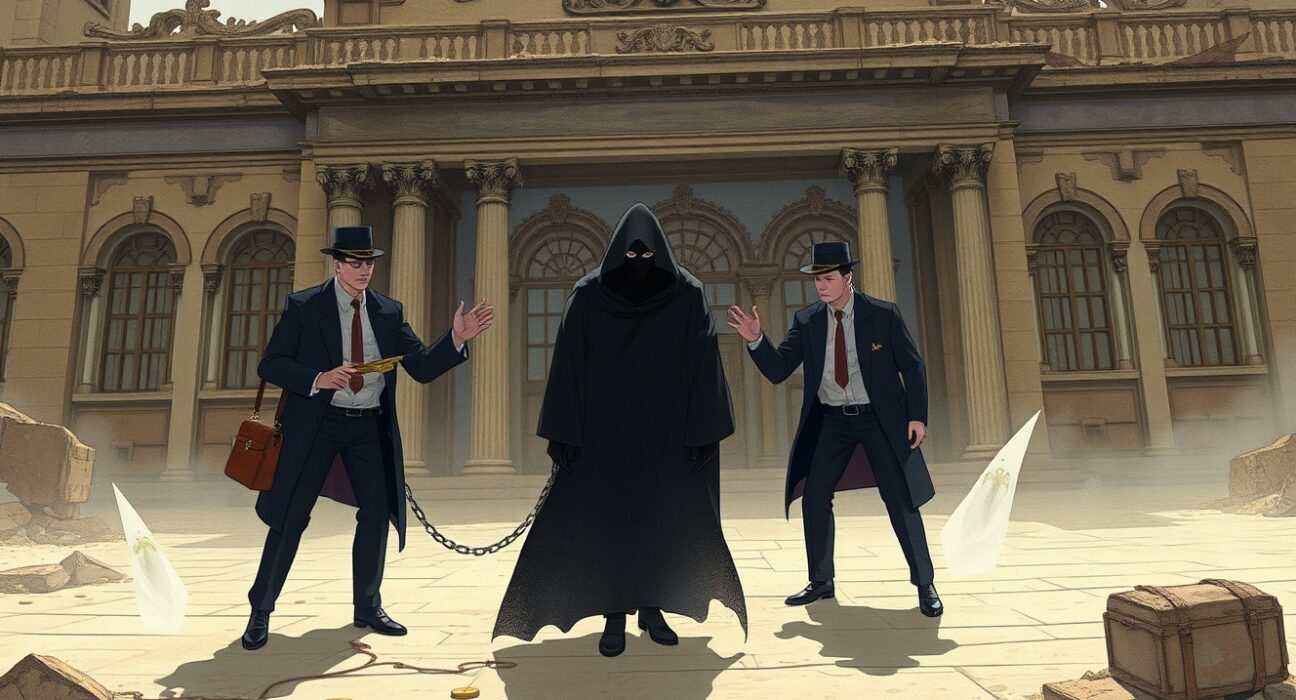 Illustration of the arrest in the $120 million Argentine cryptocurrency fraud case known as Generación Zoe.