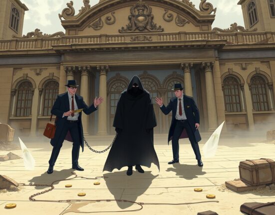 Illustration of the arrest in the $120 million Argentine cryptocurrency fraud case known as Generación Zoe.