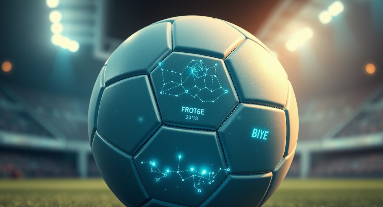 Argentine Football Association and Deepcoin crypto partnership symbolized by a football with blockchain technology.