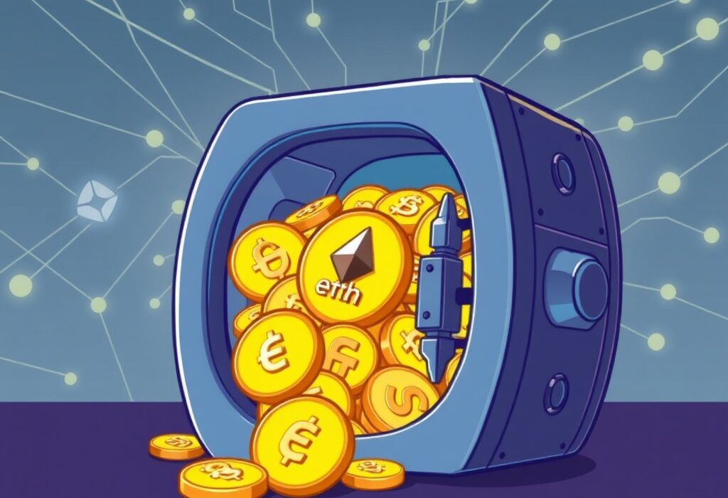 A vibrant cartoon illustration depicting the Argot Collective ETH reserve, symbolizing stability for Ethereum's future.