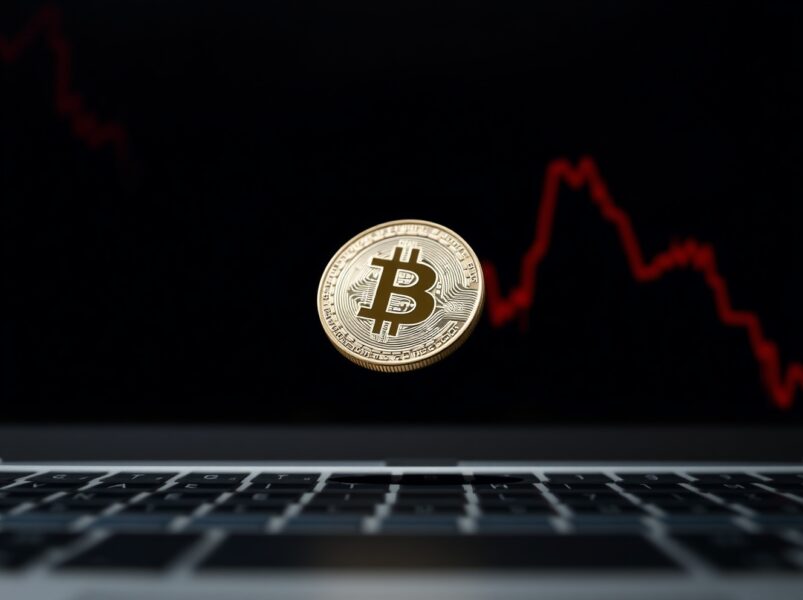 ARIA token crashing in value against a background of falling market graphs.