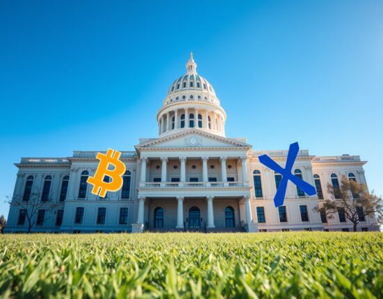 Arizona State Capitol with cryptocurrency symbols representing the strategic crypto reserve legislation