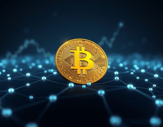 Bitcoin market cap prediction: A gold Bitcoin coin symbolizing Ark Invest's forecast of a 10x surge to $16 trillion by 2030.