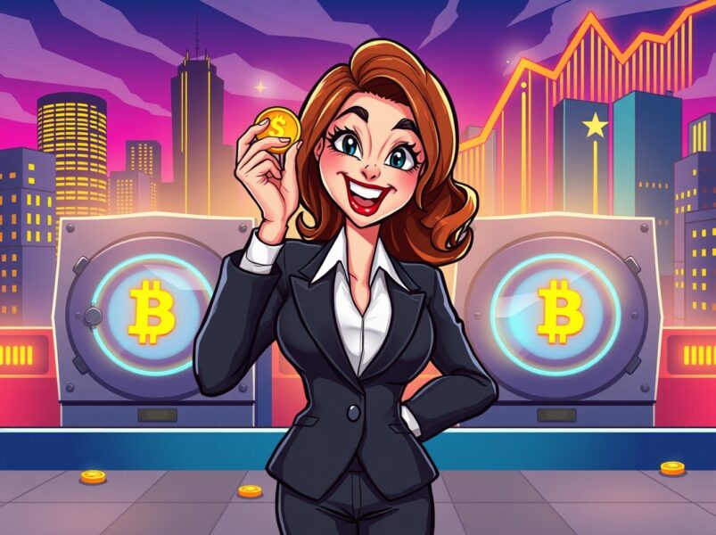 Ark Invest buys cryptocurrency shares shown through animated investment scene with digital vaults
