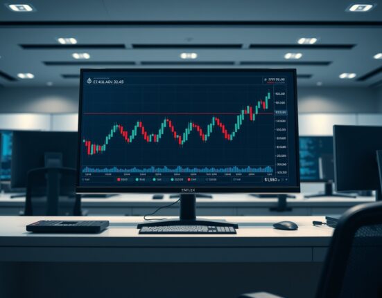 Financial monitor displaying cryptocurrency price charts for Ethereum, Solana, and Aave in a professional newsroom setting.