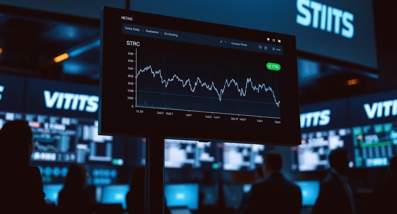 Financial analytics dashboard showing STRC depeg trend with structural safety indicator