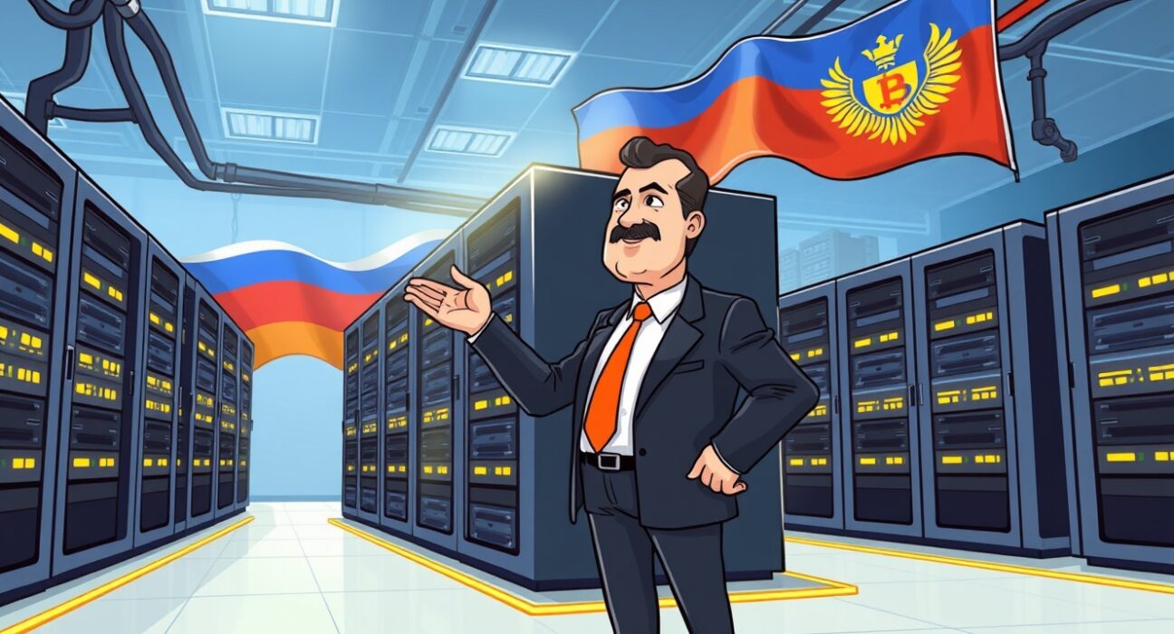 Armenian Prime Minister advocating for national Bitcoin mining, symbolizing the nation's push for digital economic growth.