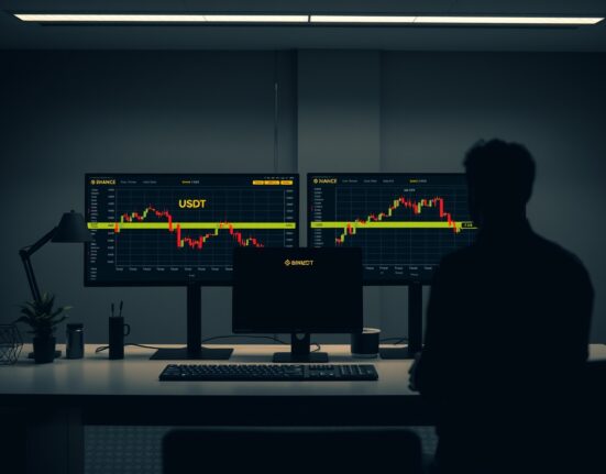 Cryptocurrency trading desk showing COMP token price drop on Binance exchange.