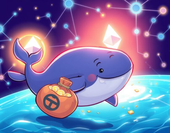 Cartoon of a crypto hedge fund whale moving ETHFI tokens from a liquid staking pool.