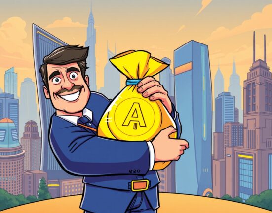 Cartoon of Arthur Hayes making a substantial Arthur Hayes AAVE purchase, illustrating a major DeFi investment.