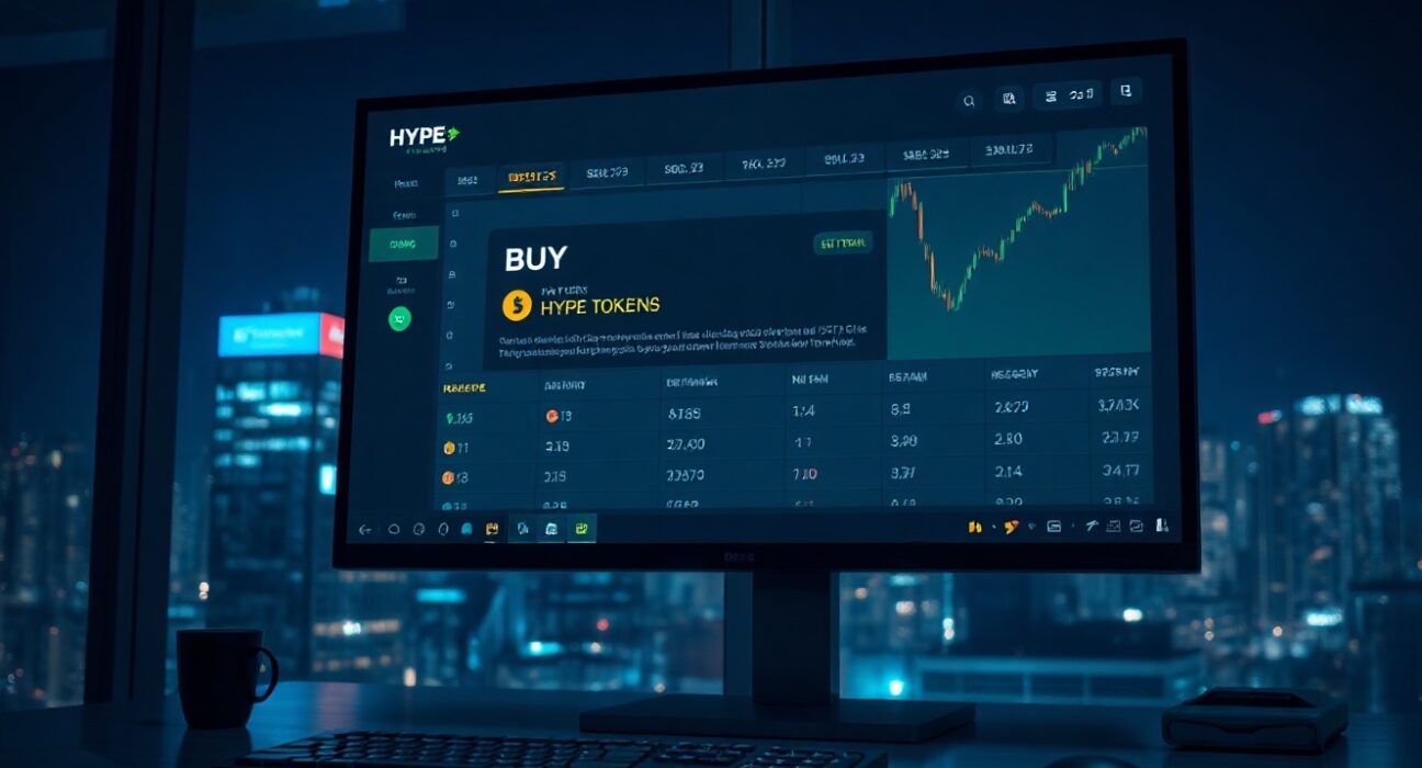 Cryptocurrency trading dashboard showing a large HYPE token buy order.