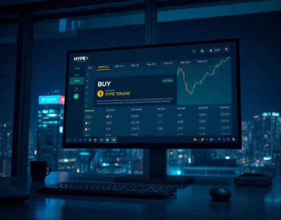 Cryptocurrency trading dashboard showing a large HYPE token buy order.
