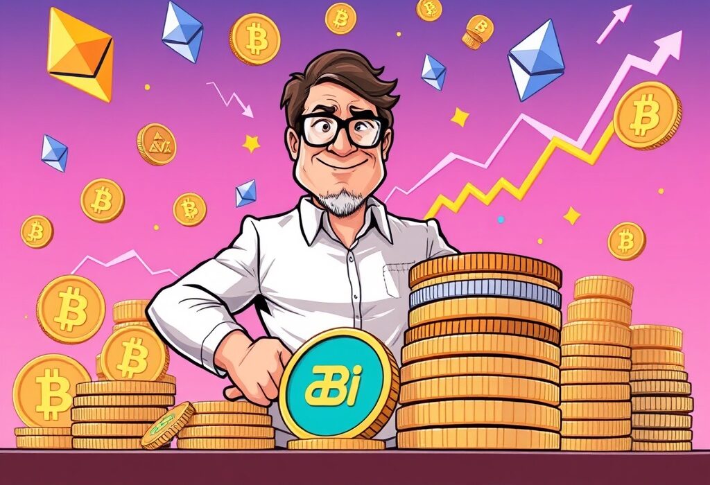 Illustration of a crypto investor making strategic Arthur Hayes crypto investments, symbolizing significant altcoin purchases.