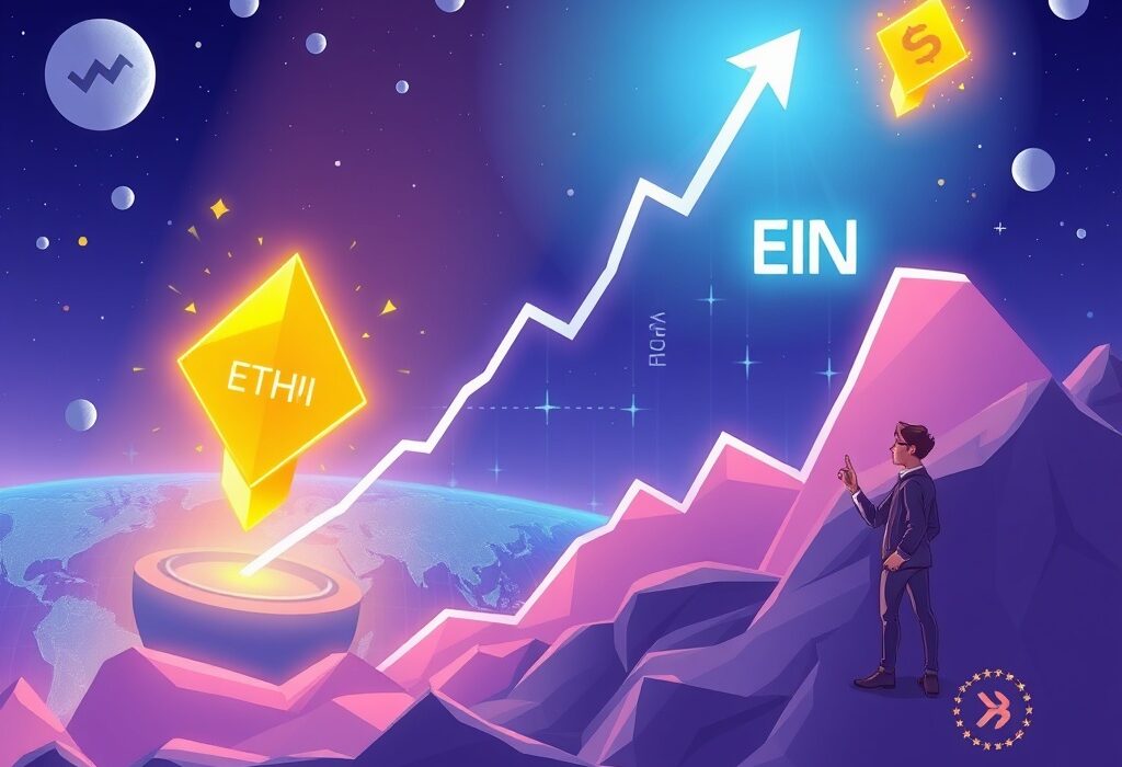 A cartoon illustration showing massive growth potential for crypto assets, illustrating Arthur Hayes crypto predictions for ETHFI and ENA.