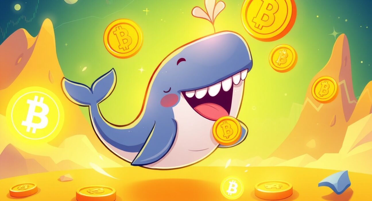 Arthur Hayes ENA cryptocurrency investment depicted as whale trading digital tokens