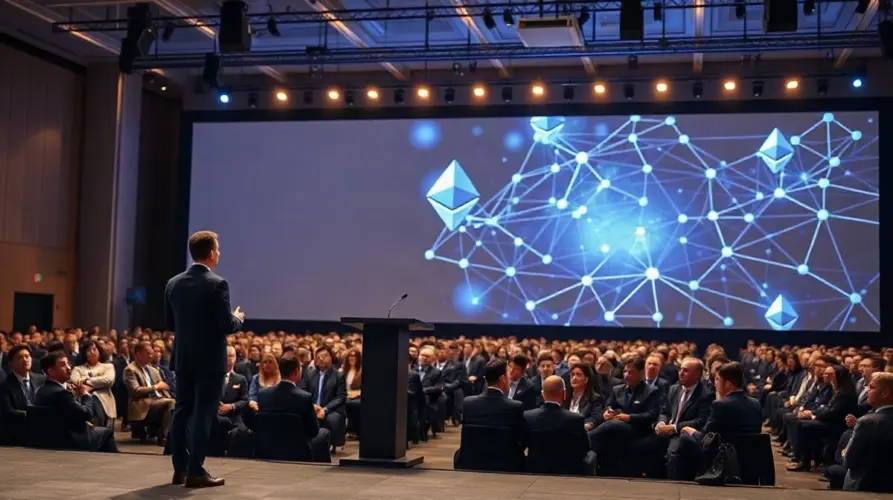 Arthur Hayes speaking at Korea Blockchain Week 2026 about Ethereum price prediction