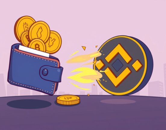 A cartoon illustration depicting an Arthur Hayes ETHFI deposit to Binance, symbolizing a significant crypto transaction and potential market shift.