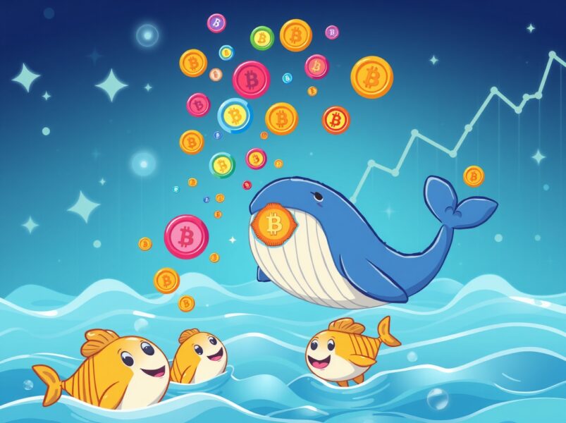 Arthur Hayes LDO sale depicted as crypto whale releasing tokens in vibrant blockchain ocean
