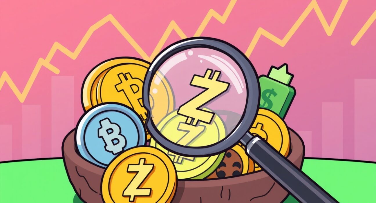 Arthur Hayes ZEC holding portfolio showing Bitcoin and Zcash as dominant cryptocurrencies with growth indicators
