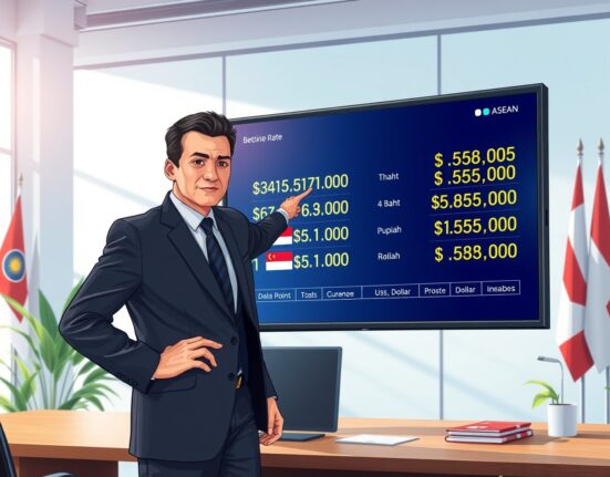 Financial analyst presenting ASEAN FX currency charts with manageable external gaps analysis by BNY