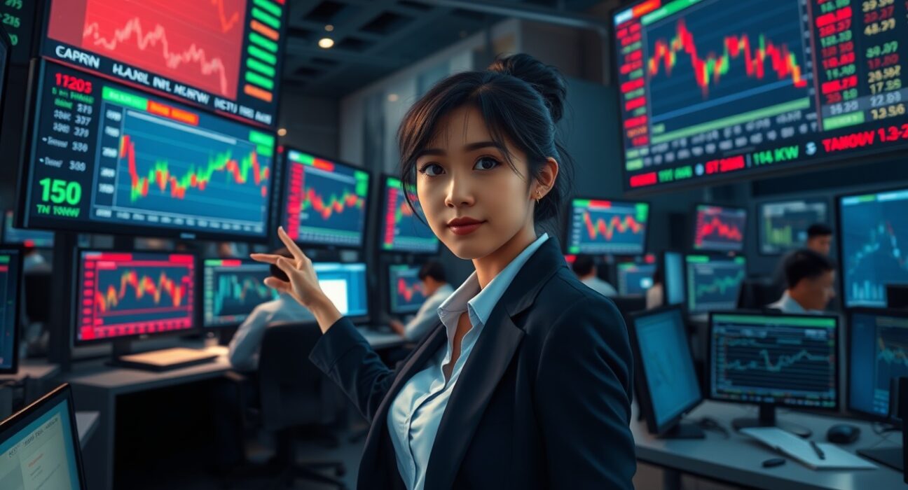 Financial analyst monitors volatile Asia FX currency charts amid market uncertainty.