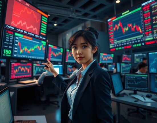 Financial analyst monitors volatile Asia FX currency charts amid market uncertainty.