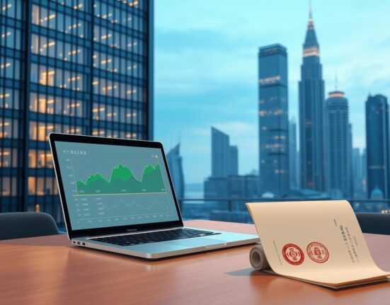 Asia FX analysis showing currency charts and diplomatic documents representing regional de-escalation and economic support.