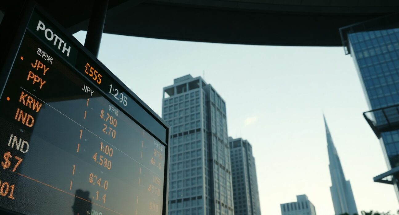 Asian currency exchange board showing muted trading ahead of Fed decision and Iran truce news