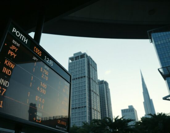 Asian currency exchange board showing muted trading ahead of Fed decision and Iran truce news