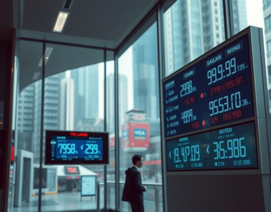 Currency exchange board in an Asian financial district showing subdued dollar and Asian FX rates