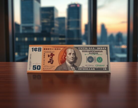 Asian currency and US dollar banknotes representing Asia FX firms and dollar edges lower amid BOJ and Fed meeting anticipation.