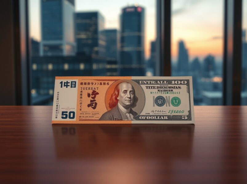 Asian currency and US dollar banknotes representing Asia FX firms and dollar edges lower amid BOJ and Fed meeting anticipation.