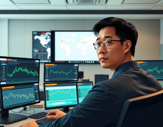 Trader monitoring Asian currency markets amid Iran conflict updates and RBI intervention news