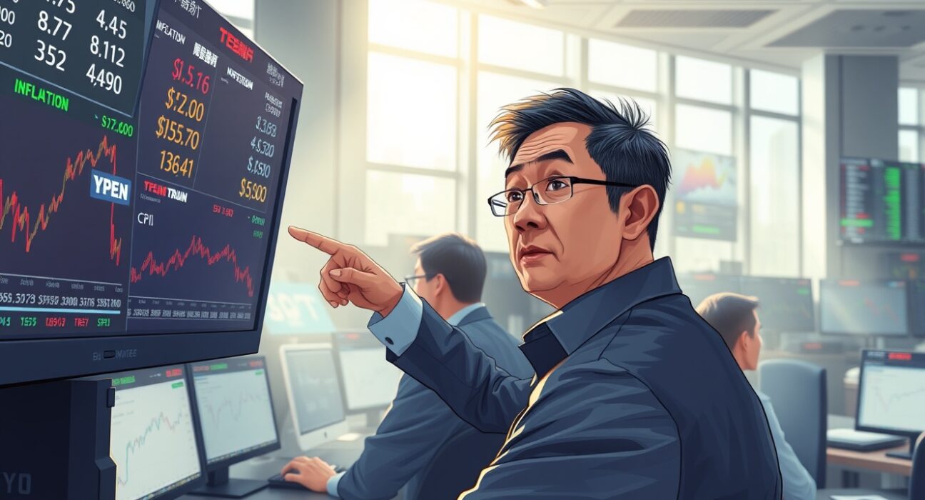 Currency traders monitor Asian FX markets as Japan inflation falls below central bank target