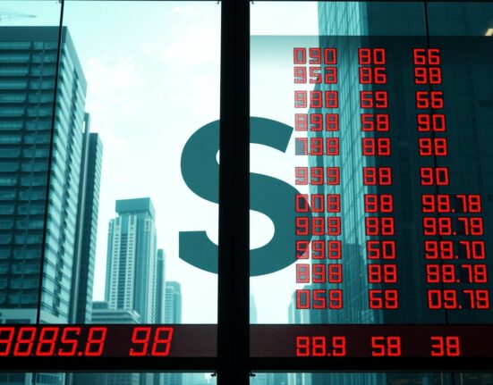 Currency exchange board in Asian financial district showing muted trading against a strong US dollar