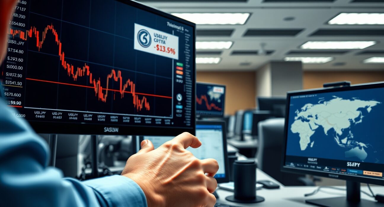Trader monitors Asia FX and US dollar currency charts during Iran nuclear talks.